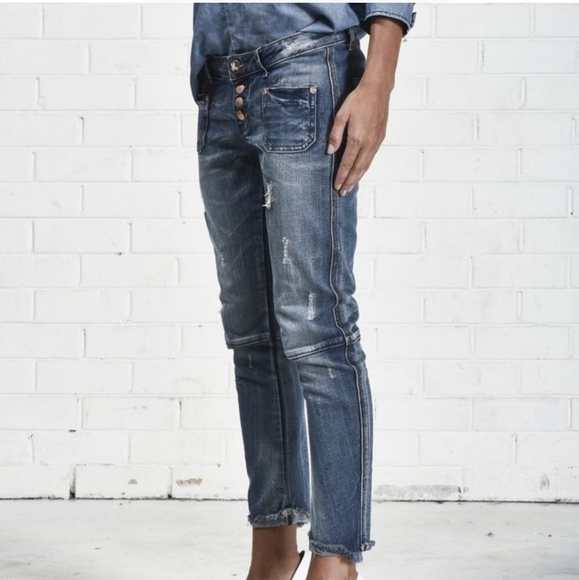 One Teaspoon Denim - One Teaspoon Low Waist Slim Leg Cropped Jeans